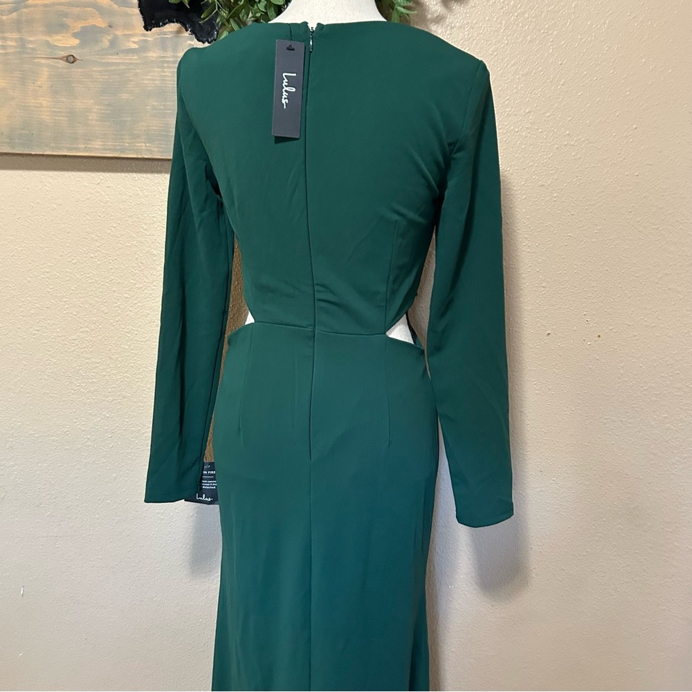 NWT Lulus Going for the Wow Emerald Green Long Sleeve Cutout Maxi Dress - Picture 5 of 11